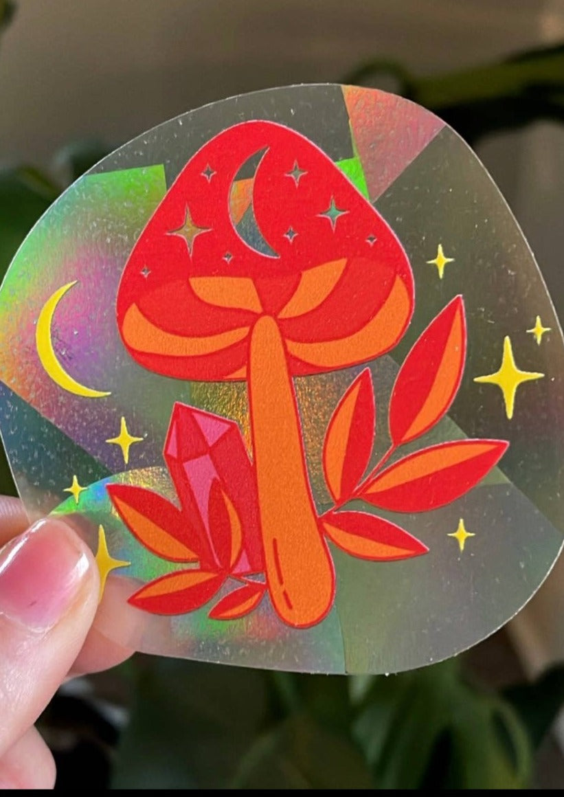 Little Viper | Mini Mushroom Suncatcher Sticker | Rainbow | Les Sol | Minneapolis
