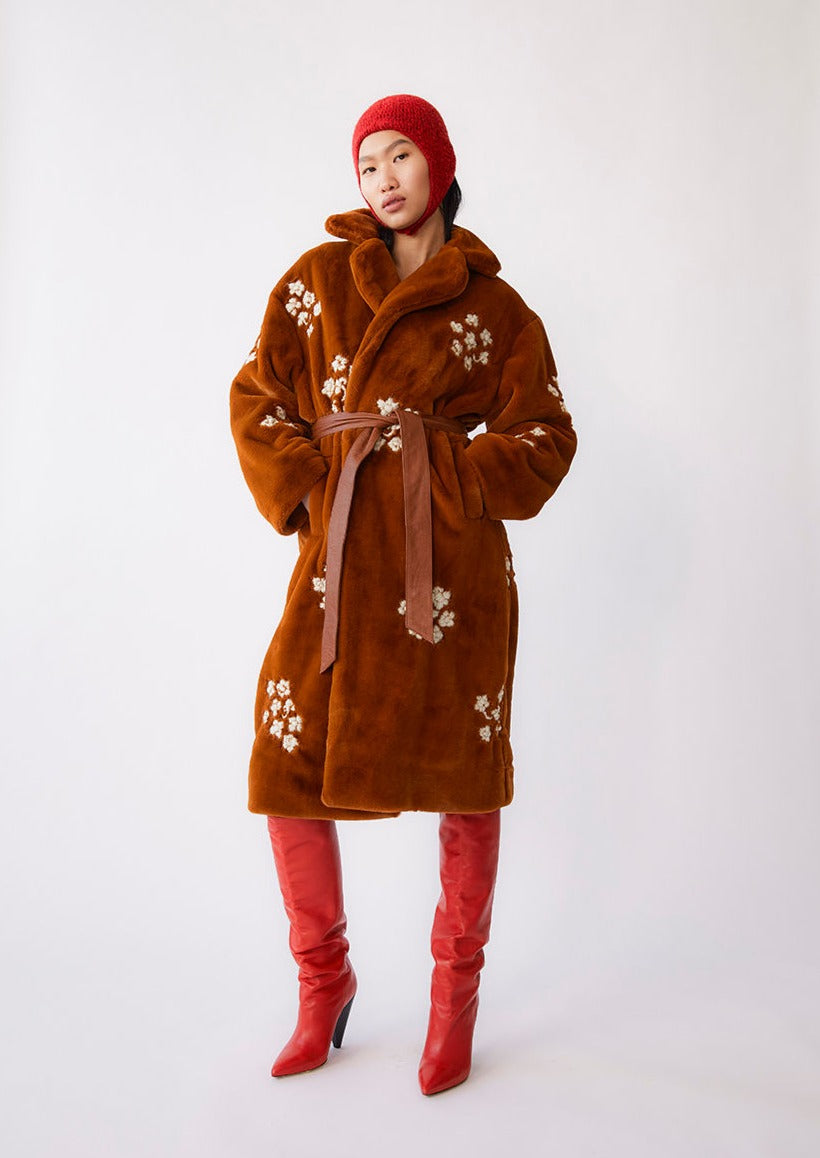 Tach | Camelot Hand Embroidered Faux Fur | Brown | Les Sol | Minneapolis 