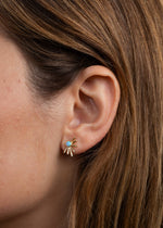 Sun Ray Fire Opal Earring