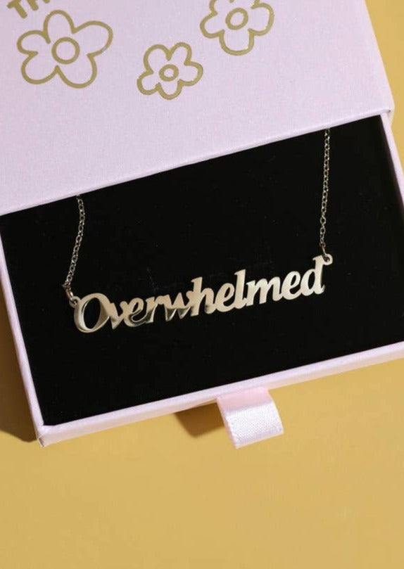 Peach Fuzz | Overwhelmed Nameplate Necklace | Les Sol | Minneapolis