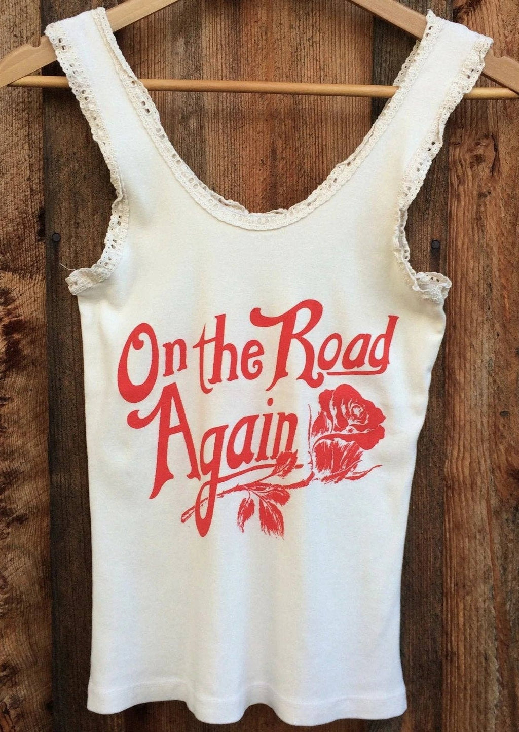 Bandit Brand | On The Road Again Vintage Lace Tank | White/Red | Les Sol | Minneapolis