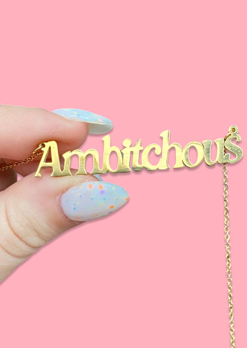 Peach Fuzz | Ambitchous Nameplate Necklace | Silver | Les Sol | Minneapolis
