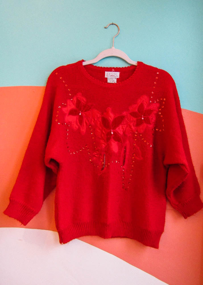 Vintage | Poinsettia Sweater | Les Sol | Minneapolis 