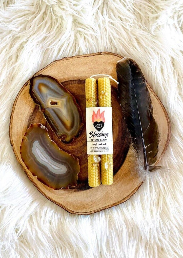 Ark Made | Blessings Honeycomb Beeswax Crystal Ritual Candle | Les Sol | Minneapolis