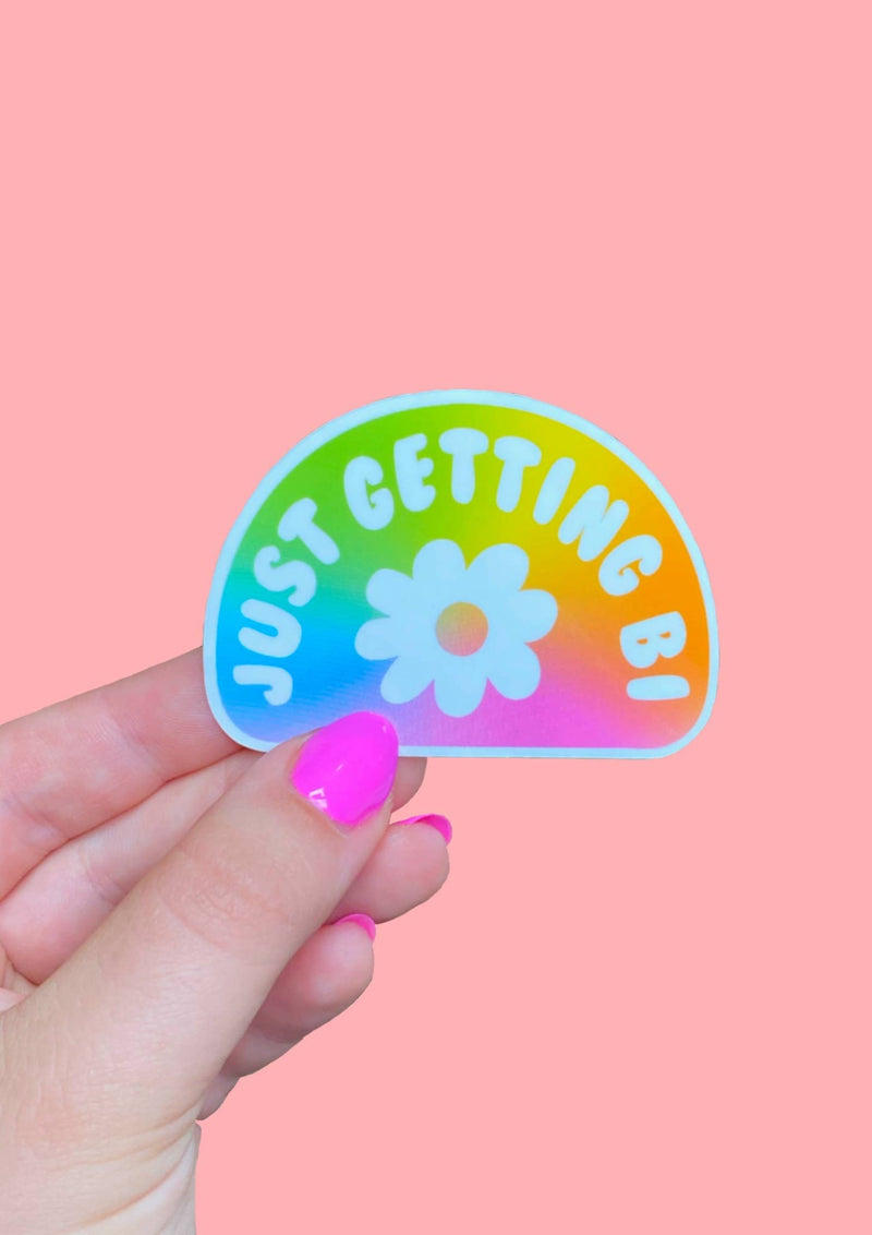The Peach Fuzz | Just Getting Bi Rainbow Sticker | Les Sol | Minneapolis Boutique